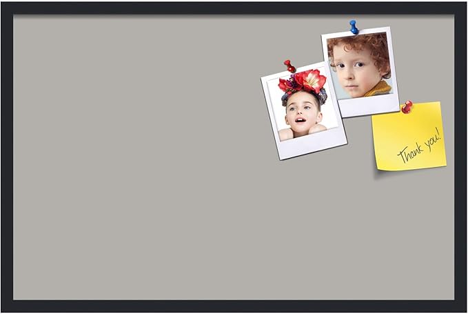 PinPix 34x22 Inch Cork Bulletin Board. This Decorative Framed Pin Board Comes with Dark Stone Design and a Satin Black Frame. Ideal for Home Office Decor or Message Board (PinPix-1808)-DeskLoop Office