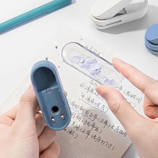Magnoloran 2 Pack Single Hole Punch, 1/4 inch Mini Small Hole Puncher Heavy Duty Paper Hole Puncher Small Hole Punch One Hole Puncher for Crafts Paper Cards Tags Scrapbook-Blue&White-DeskLoop Office