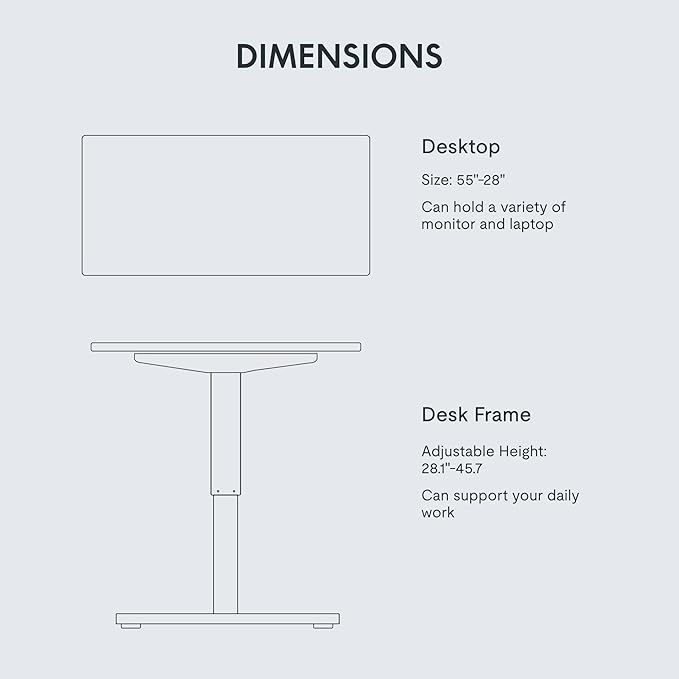 FLEXISPOT EN1 One-Piece Standing Desk 55 x 28 Inches Stand Up Desk Workstation Home Office Computer Height Adjustable Desk (White Frame + Marble Gray Top, 2 Packages)-DeskLoop Office