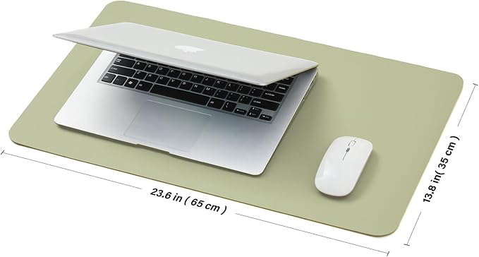 Cork Desk Mat - Small Dual-Sided Desk Pad for Office and Home - Desk Organization and Accessories - Ideal for Large Mouse Pad and Small Desk Mats on Top of Desks(Light Green,23.6"x 13.8")-DeskLoop Office