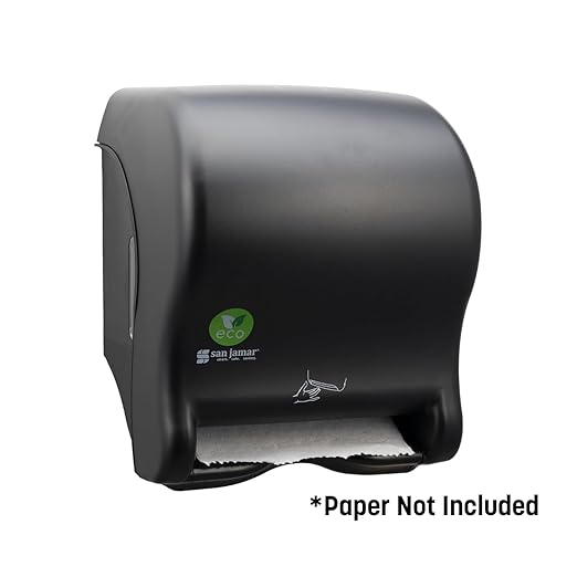 San Jamar Ecologic Smart Essence Recycled Plastic Electronic Paper Towel Dispenser, Universal Roll Capacity, Wall Mounted Dispenser with Zero Waste for Home and Business Universal, Black-DeskLoop Office