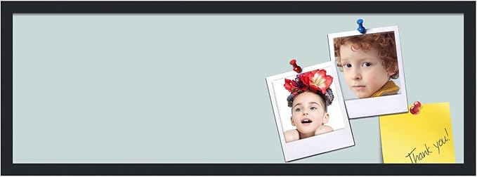 PinPix 36x12 Inch Cork Bulletin Board. This Decorative Framed Pin Board Comes with Soft Blue Design and a Satin Black Frame. Ideal for Home Office Decor or Message Board (PinPix-1814)-DeskLoop Office