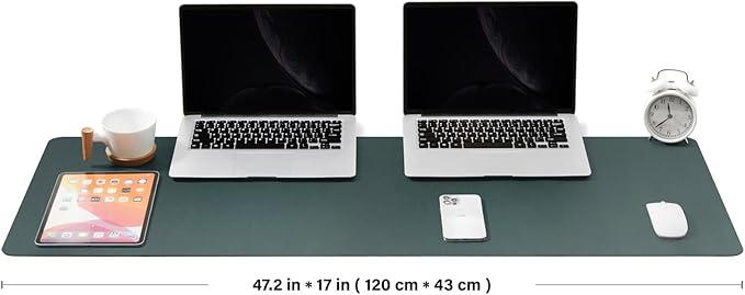 Large Cork Desk Mat - 47.2"x 17" Desk Pad for Office and Home - Ideal for Large Mouse Pad and Desk Mats on Top of Desks(Dark Green)-DeskLoop Office