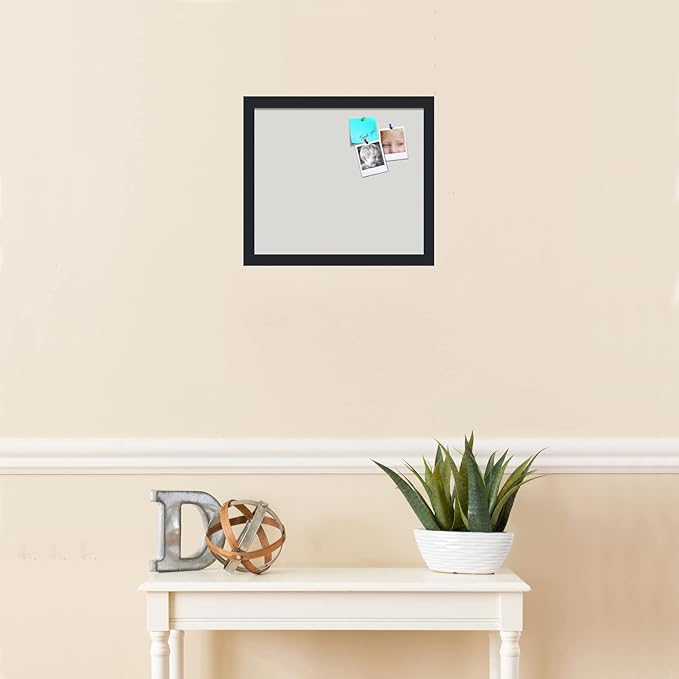 PinPix 15x13 Inch Cork Bulletin Board. This Decorative Framed Pin Board Comes with Light Stone Design and a Satin Black Frame. Ideal for Home Office Decor or Message Board (PinPix-1809)-DeskLoop Office