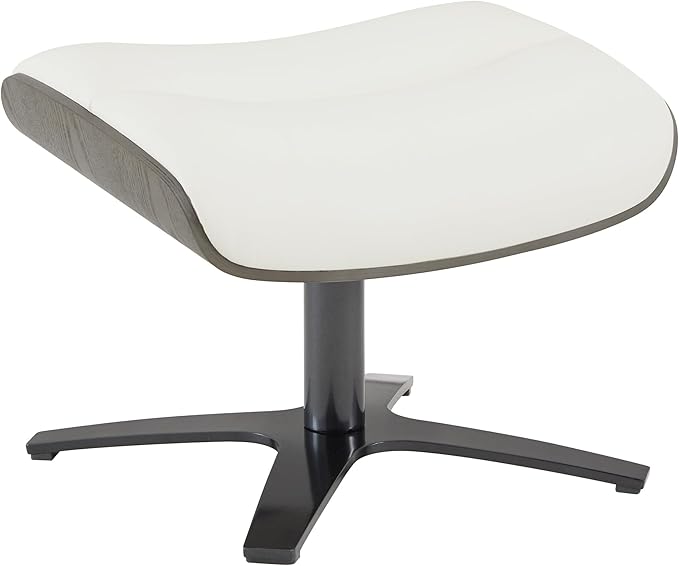 CHITA Genuine Leather Reclining Swivel Chair with Adjustable Headrest and Ottoman for Living Room, White-DeskLoop Office