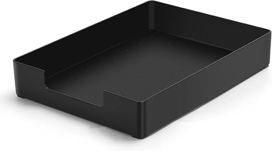 Letter-Size Tray Desk Letter Tray Paper Tray, Sturdy Heavy-Duty Plastic Printer Paper Tray, Single-Tier Stackable File Storage Organizer for Office Home (1, Black)-DeskLoop Office