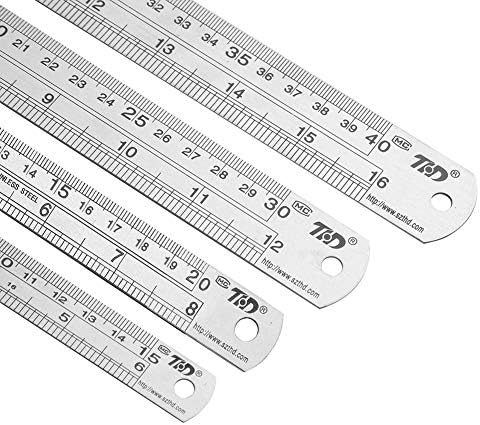 ZZTX Ruler Metal Straight Edge Stainless Steel Ruler 6 Inch 8 Inch 12 Inch 16 Inch Ruler Set Rulers Bulk Set of 4-DeskLoop Office