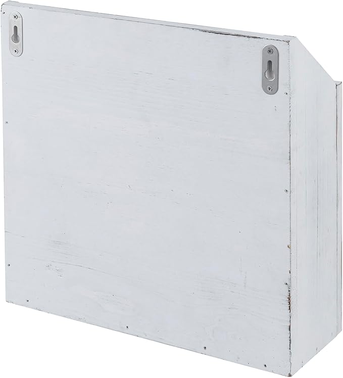 MyGift Rustic Magazine Holder Vintage White Wood and Chicken Wire Design Wall Mounted/Tabletop Mail Sorter, Farmhouse Home, Bathroom, Office Magazine Rack-DeskLoop Office