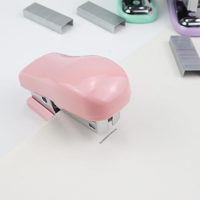 Mini Desktop Stapler Set,20 Sheet Capacity,Includes Built-in Staple Remover and 750PCS No.12 Staples,Small Cute Stapler for Office and School Supplies (Pink)-DeskLoop Office
