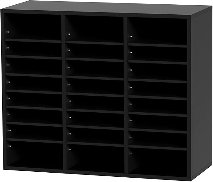VEVOR Literature Organizers, 24 Compartments Office Mailbox with Adjustable Shelves, Wood Literature Sorter 29x12x24.4 inches for Office, Home, Classroom, Mailrooms Organization, EPA Certified Black-DeskLoop Office