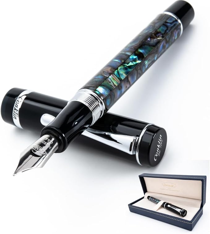 Conklin Duragraph Fountain Pen Abalone Nights - Medium Nib, Elegant Writing Instrument with Exquisite Abalone Finish-DeskLoop Office
