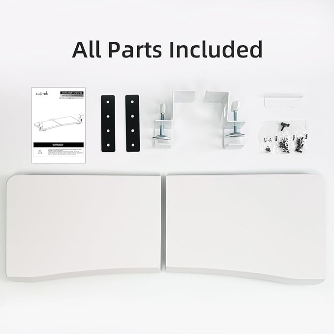 suptek Large Keyboard Tray Under Desk Pull Out with C Clamp Mount, Computer Keyboard & Mouse Tray, 34 (38 Including Clamps) x 11.8 inch Slide-Out Platform Computer Drawer for Typing, White, DSF1LW-DeskLoop Office