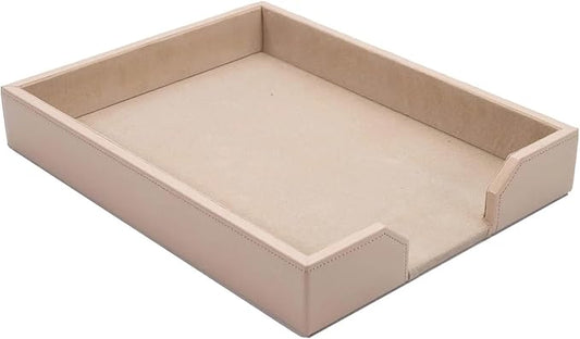 DACASSO Bonded Leather Desktop Letter Tray - Luxury Letter Holder & Paper Organizer for Desk - Office Organization & Executive Desk Decor - (White Latte)-DeskLoop Office