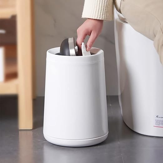 10 L/2.6Gallen,Swing Lid Trash Can,Metal Garbage Can with Flipping Lid,for Bathroom,Living Room,Bedroom,Hotel,Office, Laundry Room(White)-DeskLoop Office