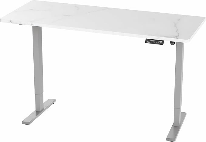 VIVO Electric Dry Erase 60 x 24 in Standing Desk, Memory Height Adjustment, 1B Series, White Marble Pattern Top, Gray Frame, DESK-KIT-1G6WM-DeskLoop Office
