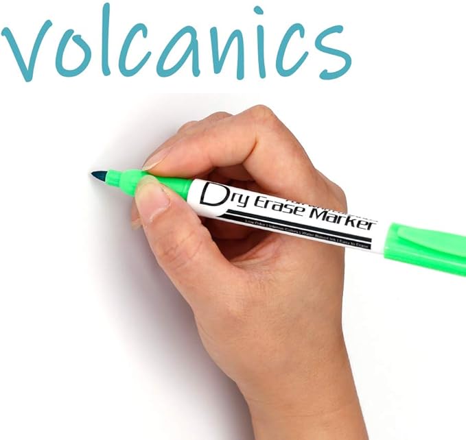 Volcanics Green Dry Erase Markers Low Odor Fine Whiteboard Markers Thin Box of 12-DeskLoop Office