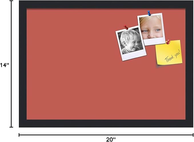 PinPix 20x14 Inch Cork Bulletin Board. This Decorative Framed Pin Board Comes with Crimson Pastel Design and a Satin Black Frame. Ideal for Home Office Decor or Message Board (PinPix-1807)-DeskLoop Office