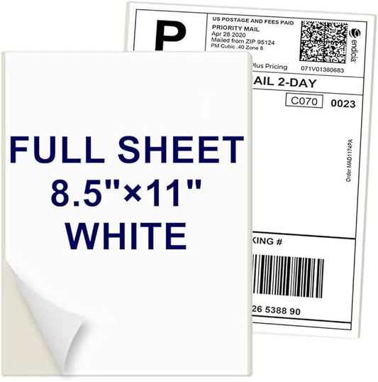 8.5" x 11" Shipping Labels Full Sheet Labels, Self Adhesive Printable White Sticker Paper for Laser & Ink Jet Printers (100 Labels)-DeskLoop Office