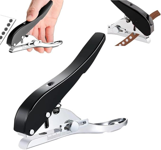 Single Hole Punch Heavy Duty Hole Puncher Single Handheld Paper Punch Small Hole Puncher One Hole Punch for Crafts Paper Cards Tags Scrapbook Plastic Cardboard-3/8 inch-10mm,Black-DeskLoop Office