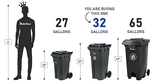 32 Gallon Trash Can with Wheels and Lid, Rolling Recycling Bin Outdoor with Wheels, Commercial Wheeled Garbage Can for Home Garage Office, Set of Blue and Gray-DeskLoop Office
