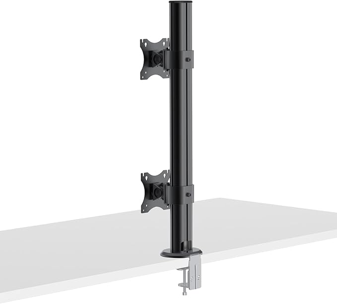 BEWISER Dual Monitor Stand Desk Mount- Vertical Heavy Duty Monitor Riser Fits Two 17 to 49 Inch Screen with Swivel, Tilt, Height Adjustable,weight capacity up to 33 lbs,BL200-B-DeskLoop Office