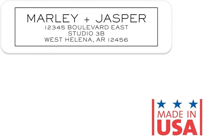 Simple Modern Outline Rolled Address Labels/Roll of 500 Square Box Personalized Address Labels/Designer Return Address Stickers in Elegant Plastic Dispenser-DeskLoop Office