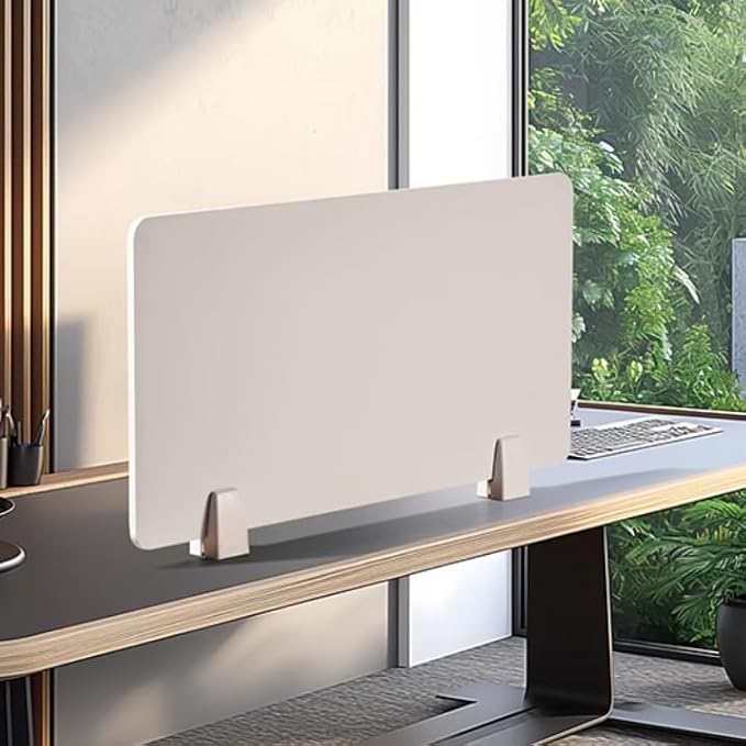 4PCS Desk Divider Office Partitions 23.6''x15.8'' Freestanding Desk Privacy Panel Protective Acrylic Partitions with Clips for Office School Call Center-Noise and Visual Guard-DeskLoop Office