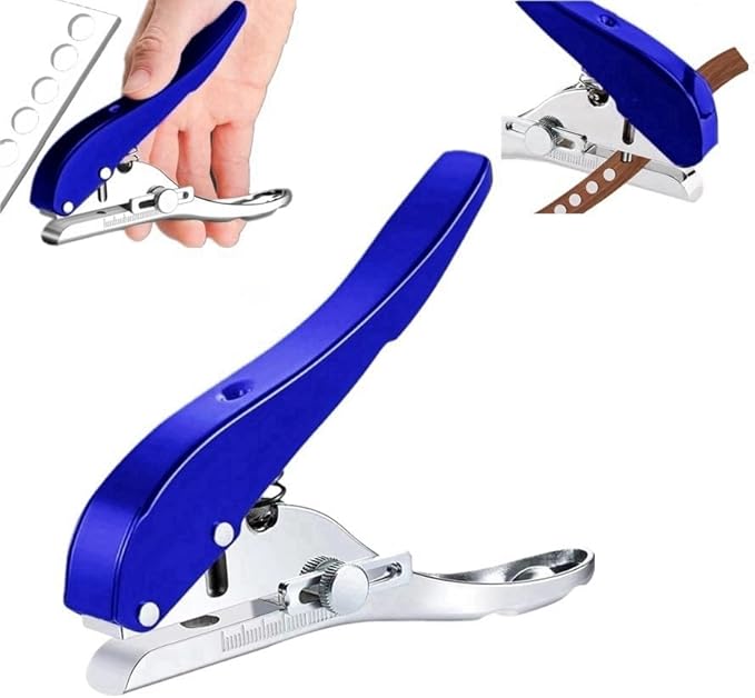 Single Hole Punch Heavy Duty Hole Puncher Single Handheld Paper Punch Small Hole Puncher One Hole Punch for Crafts Paper Cards Tags Scrapbook Plastic Cardboard-5/16 inch-8mm, Blue-DeskLoop Office