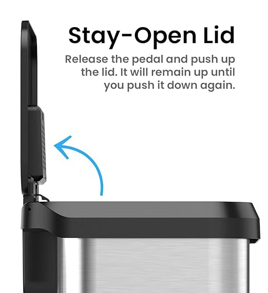 iTouchless SoftStep EXP 13.2 Gallon Step Pedal Trash Can Recycling Bin with Odor Filter Stainless Dent-Proof Plastic Lid Garbage Trashcan 50 Liter Home Office Bedroom Living Room Garage Wastebasket-DeskLoop Office