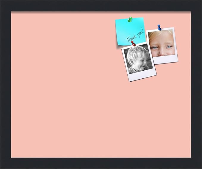 PinPix 16x13 Inch Cork Bulletin Board. This Decorative Framed Pin Board Comes with Pink Pastel Design and a Satin Black Frame. Ideal for Home Office Decor or Message Board (PinPix-1813)-DeskLoop Office