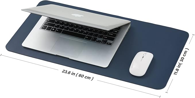 Compact Cork Desk Mat - Small Dual-Sided Desk Pad for Office and Home - Desk Organization and Accessories - Ideal for Large Mouse Pad and Small Desk Mats on Top of Desks(Dark Blue,23.6"x 11.8")-DeskLoop Office