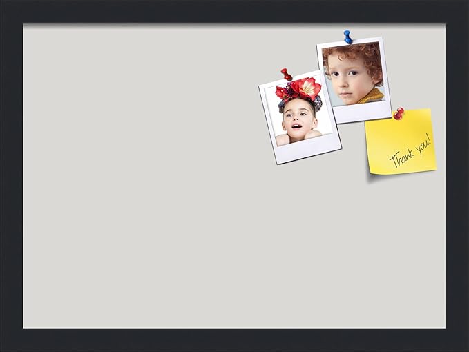 PinPix 18x13 Inch Cork Bulletin Board. This Decorative Framed Pin Board Comes with Light Stone Design and a Satin Black Frame. Ideal for Home Office Decor or Message Board (PinPix-1809)-DeskLoop Office