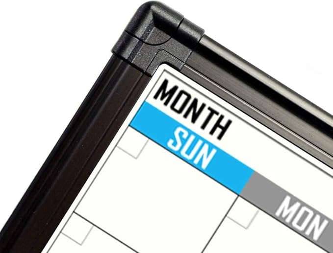 XBoard Dry Erase Calendar Whiteboard 36 X 24 - Combo White Board Calendar Monthly, Magnetic White Board + Corkboard with Black Aluminum Frame, 10 Colorful Push Pins & Marker Tray Included-DeskLoop Office