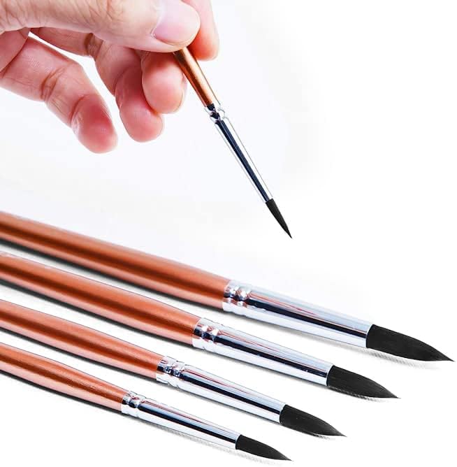 Transon 8pcs Round Watercolor Paint Brush Set Goat Hair for Watercolors,Acrylics,Inks,Gouache,Oil and Tempera-DeskLoop Office