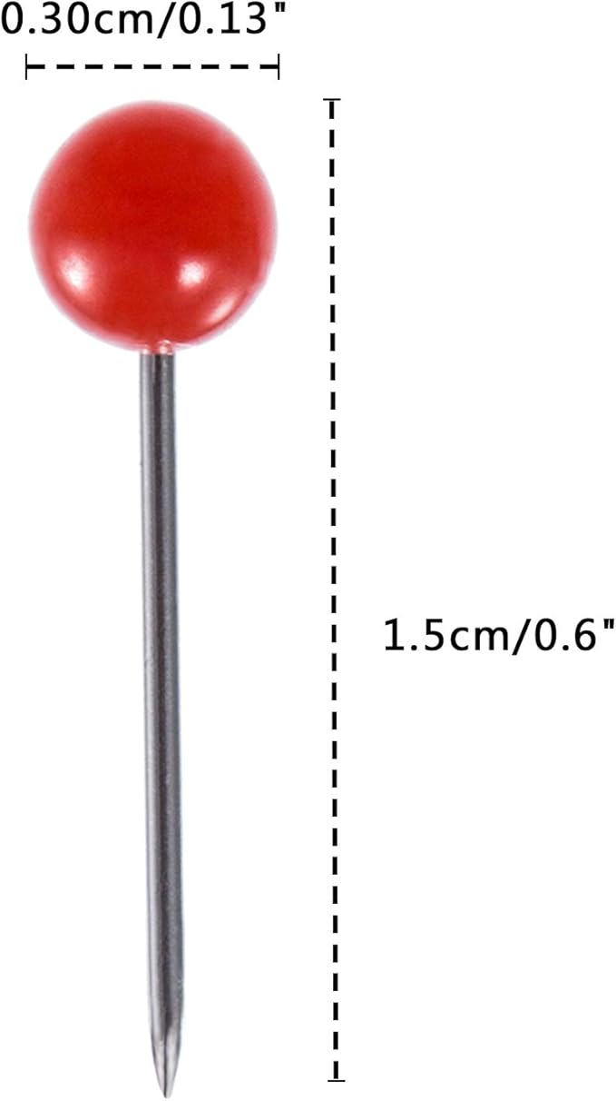 Outus 500 Pieces Map Push Pins Map Tacks Plastic Round Head Tacks with Steel Points (Multicolor, 1/8 Inch)-DeskLoop Office
