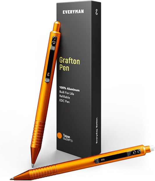 Everyman Grafton Pen and Pencil Set, Taipan | Premium EDC Metal Gel Ink Ballpoint Pen + Mechanical Pencil | Refillable Executive Writing Tools for Office, Business, Men’s Gift & Daily Use-DeskLoop Office
