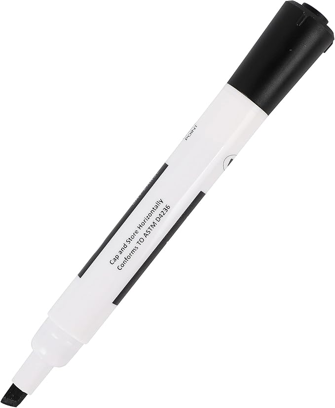 Amazon Basics 12-Pack Low-Odor Chisel Tip Dry Erase Whiteboard Markers, Black-DeskLoop Office