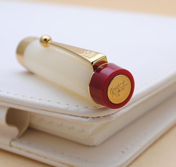 JINHAO 100 Fountain Pen with Ink Converter (Medium Nib 0.7mm, Palace Museum Red)-DeskLoop Office