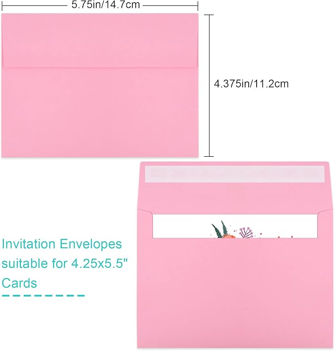 70 Packs of Invitation Envelopes, A2 Envelopes Pink, Postcard Envelopes, Envelopes for 4.5x5.5 Cards, Envelopes for Invitations, Envelopes Self Seal for Photos RSVP, Greeting Cards-DeskLoop Office