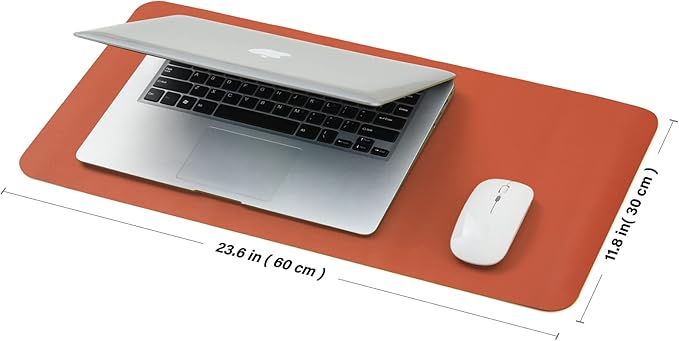 Compact Cork Desk Mat - Small Dual-Sided Desk Pad for Office and Home - Desk Organization and Accessories - Ideal for Large Mouse Pad and Small Desk Mats on Top of Desks(Orange,23.6"x 11.8")-DeskLoop Office