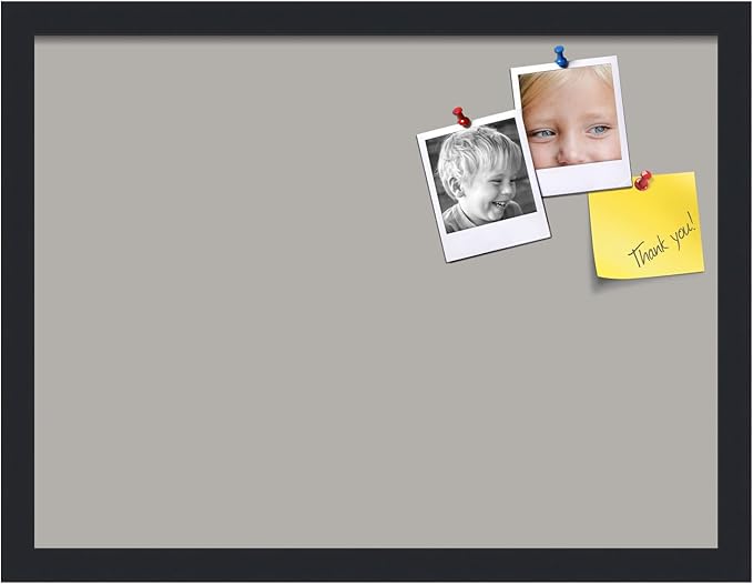 PinPix 20x15 Inch Cork Bulletin Board. This Decorative Framed Pin Board Comes with Dark Stone Design and a Satin Black Frame. Ideal for Home Office Decor or Message Board (PinPix-1808)-DeskLoop Office