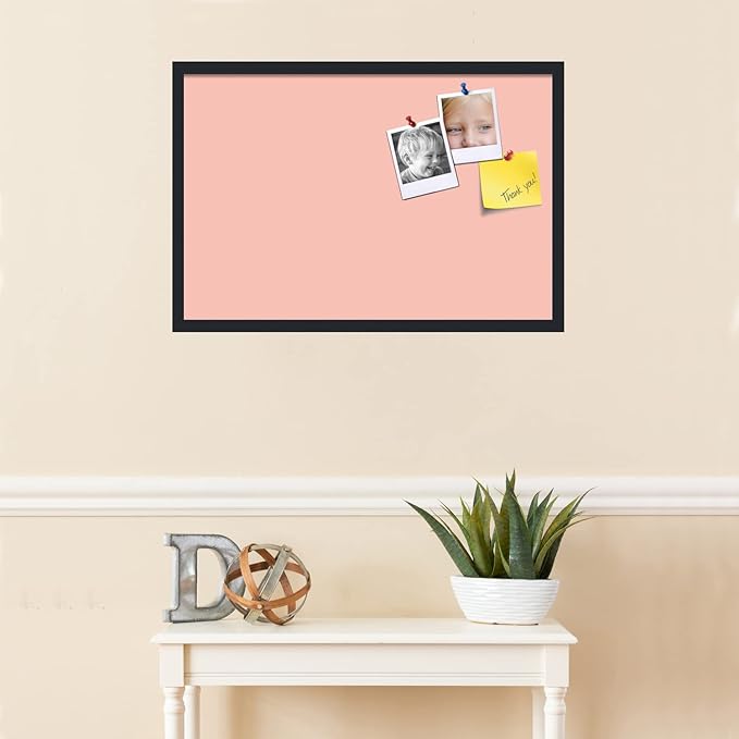 PinPix 30x20 Inch Cork Bulletin Board. This Decorative Framed Pin Board Comes with Pink Pastel Design and a Satin Black Frame. Ideal for Home Office Decor or Message Board (PinPix-1813)-DeskLoop Office