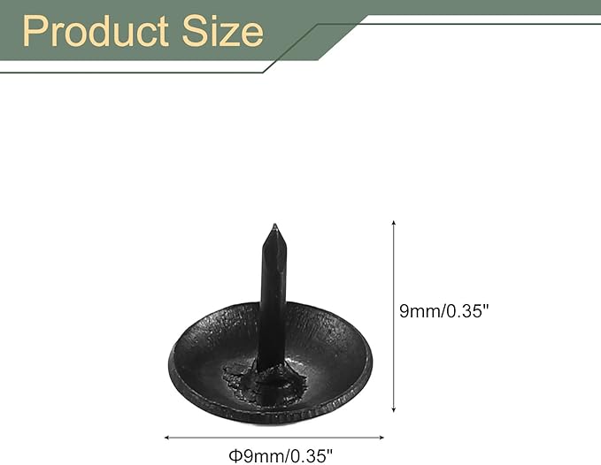 uxcell 50 Pcs Upholstery Tacks, 9 x 9mm Round Head Upholstery Nails Pins Vintage Decorative Furniture Tacks for Chairs Sofas Beds DIY Project, Black-DeskLoop Office
