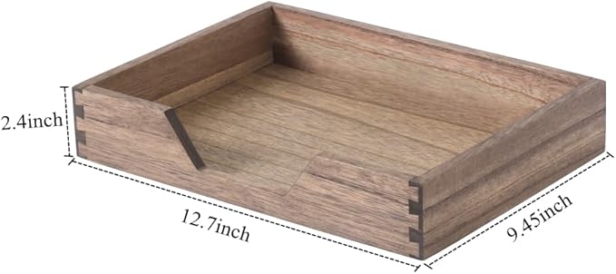 Wood Letter-Size Tray for Office Desktop Organizer - Wooden Front-Load Documents Tray for Mail, Paper, File, Magazine, Pen,Notebook Storage Paper Holder Trays Dark(DGTU-DK)-DeskLoop Office