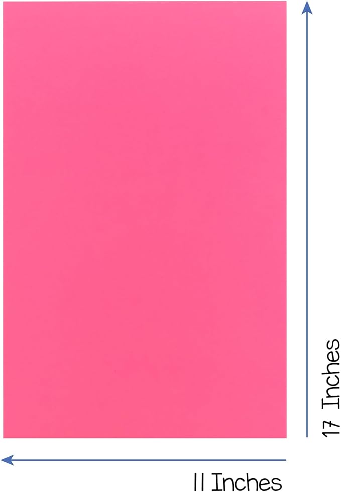 Hygloss Pink Bright Colored Cardstock - 11x17-Inch, 50 Sheets, 65 lb/ 176 gsm, Fade-Resistant, Acid-Free Color Card Stock Paper-DeskLoop Office