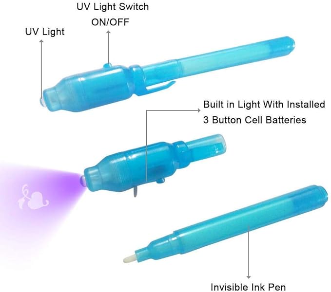 Invisible Ink Pen with UV Light Secret Message Pen Spy Pens Magic Invisible Markers Classroom Gifts for Students, Party Favors for Kids 8-12, Goodie Bag Stuffers for Kids-DeskLoop Office