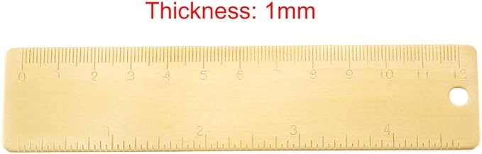uxcell Straight Brass Ruler 120mm 4 Inches Metric Measurement Tool Drawing Measuring Ruler 1mm Thickness-DeskLoop Office