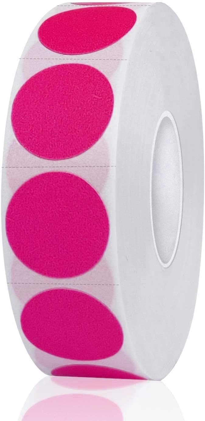 1200 Pieces 0.75 Inch Round Color Coding Label Garage Sale Stickers Blank Yard Sale Price Stickers Permanent Adhesive Dots, Easily Writable with Perforation Line (Fluorescent Pink)