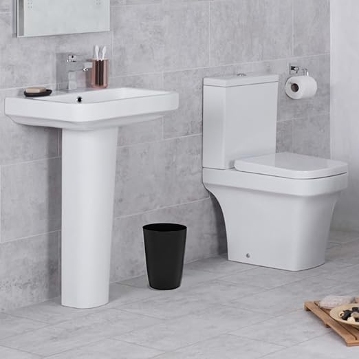 HOLDN’ STORAGE Small Trash Can - 1.58 Gallon Open Top Waste Bin, Compact Waste Can Perfect for Bathroom, Kitchen, Office, Dorm - Durable Garbage Can - Glossy Black-DeskLoop Office