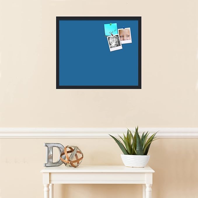 PinPix 24x20 Inch Cork Bulletin Board. This Decorative Framed Pin Board Comes with Navy Pastel Design and a Satin Black Frame. Ideal for Home Office Decor or Message Board (PinPix-1811)-DeskLoop Office